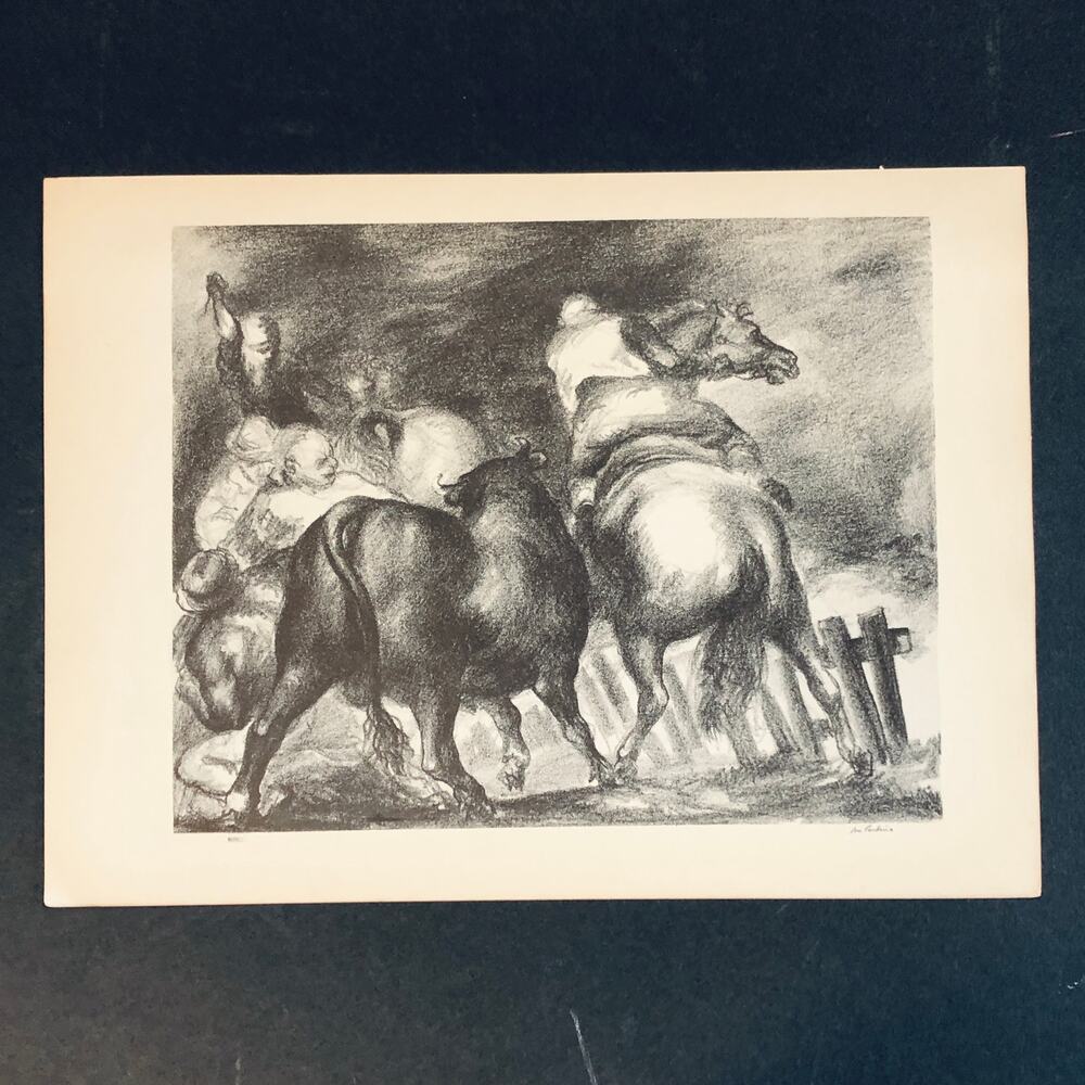 John Corbino "Escaped Bull" Art 1930s Print Treasury Collection Sketch Vintage